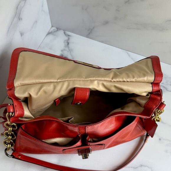 Coach Flagship Chelsea Dowel Flap Bag in Orange Leather - Picture 7 of 8